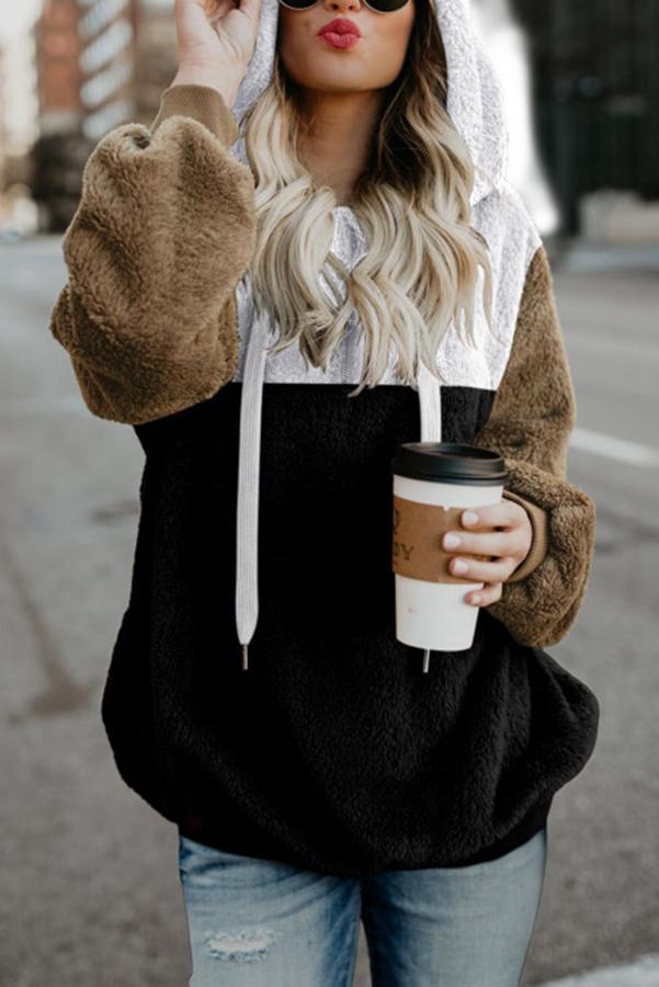 Dixie Colorblock Fluffy Faux Fur Hoodie