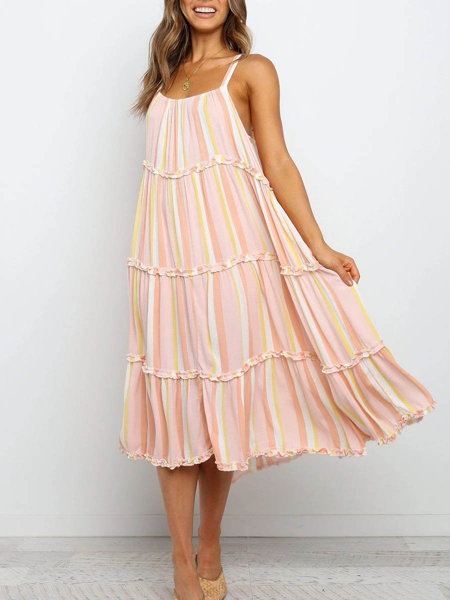 Rainbow Sling Midi Dress