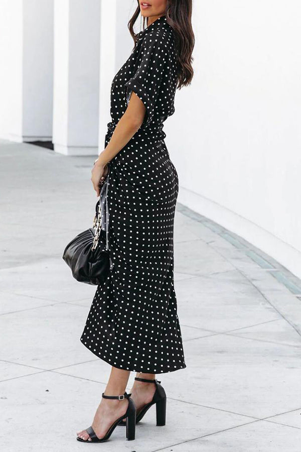 Polka Dot Sleeve Midi Dress