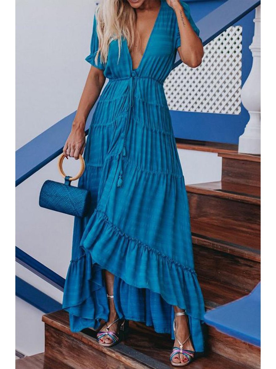 Bohemian Pure Color Holiday Dress