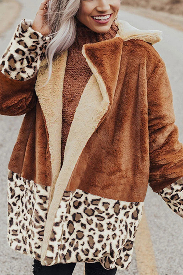 Long Sleeves Color Block Leopard Cardigans