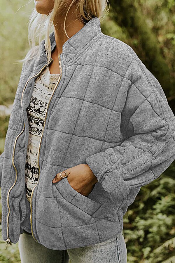 Solid Color Zipper Jacket