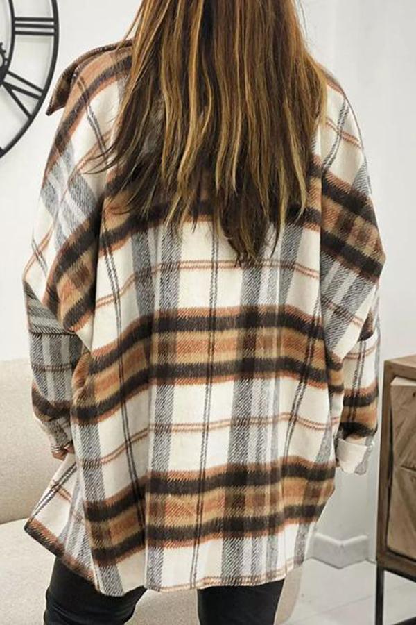 Loose Woolen Plaid Jacket