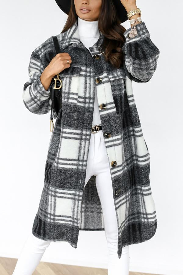 Plaid Woolen Coat