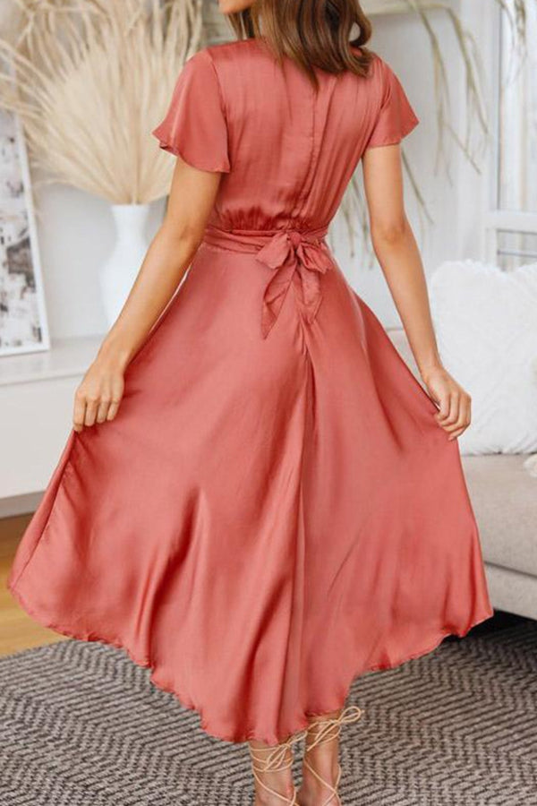 Sexy Women's Short Sleeve V-neck Irregular Dress Dress