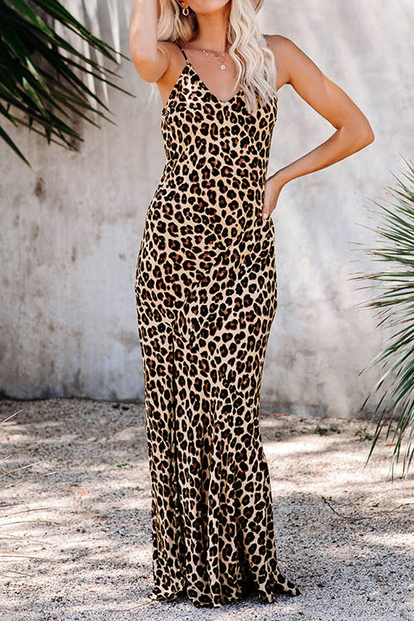 V Neck Leopard Cami Dress