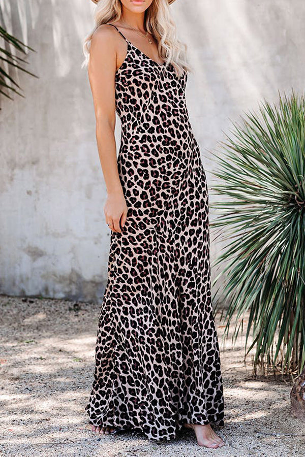 V Neck Leopard Cami Dress
