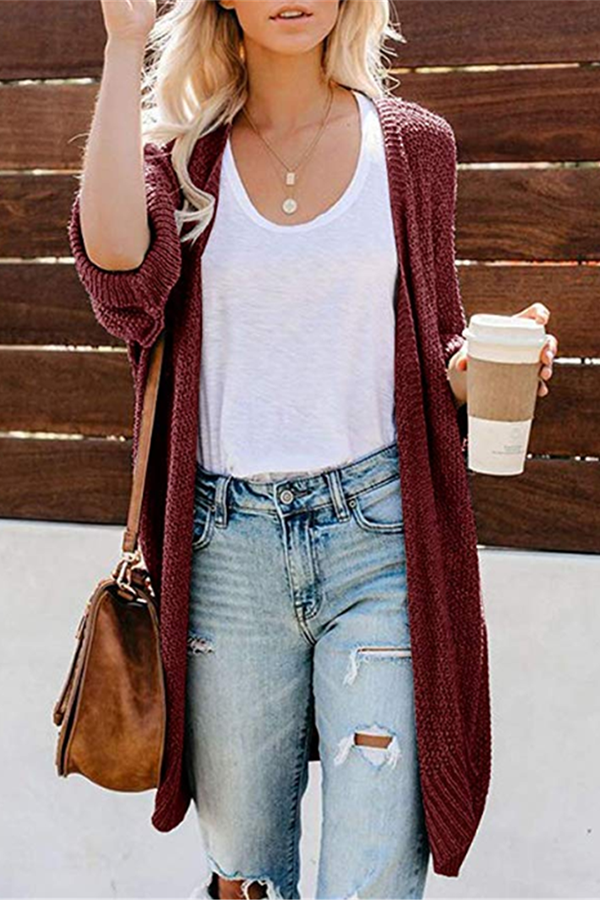 Casual Fashion Long-sleeved Knitted Cardigan