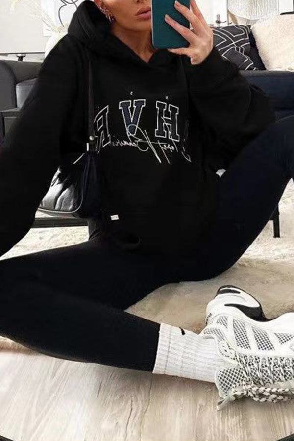 Vintage BHVR Printed Loose Long Sleeve Sweatshirt