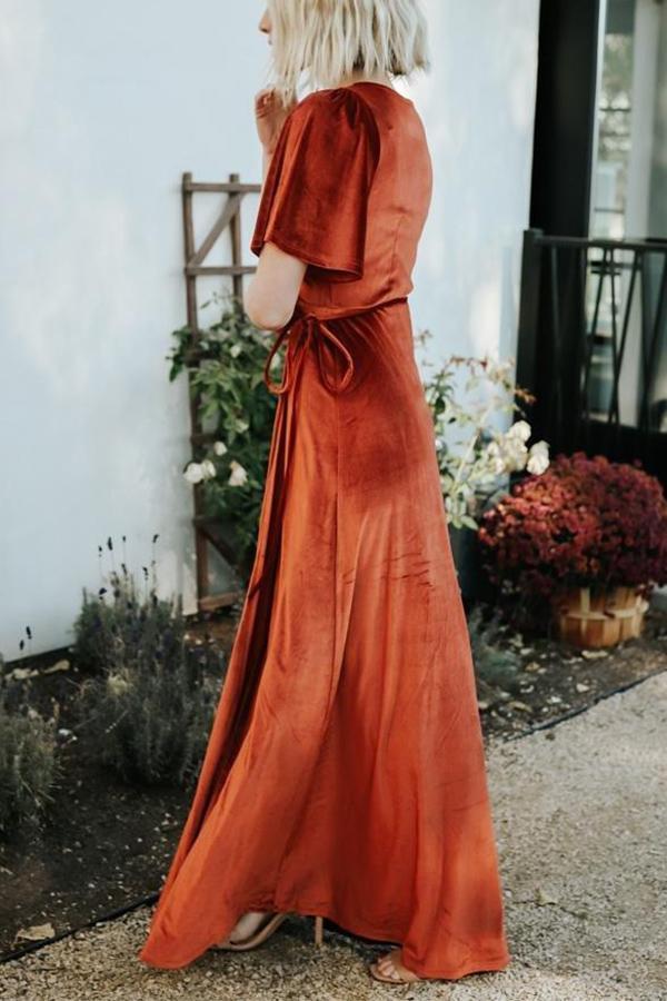 Velvet Wrap Maxi Dress