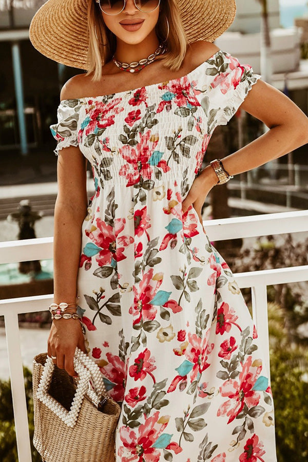 Printed Smocked Midi Dress