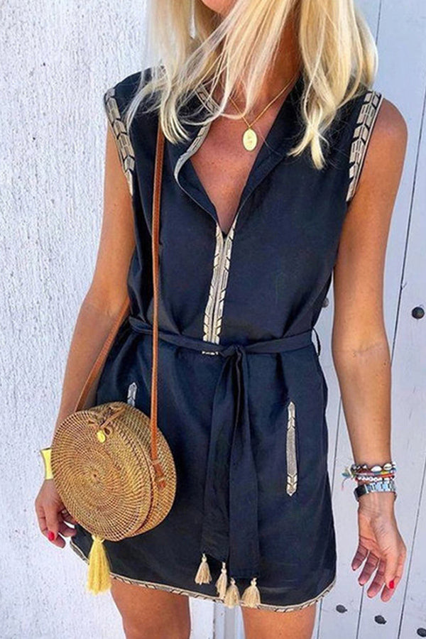 Fashion Printed Sleeveless Short Dress