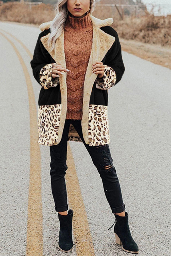 Long Sleeves Color Block Leopard Cardigans