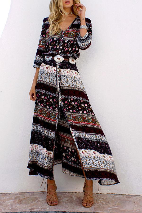 Holiday Ethnic Print Beach Dress
