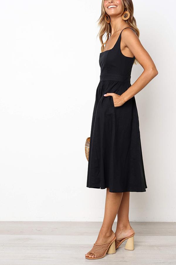 Solid Color Sleeveless Regular Dress