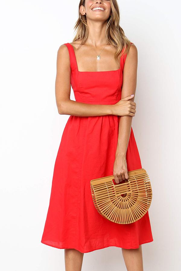 Solid Color Sleeveless Regular Dress