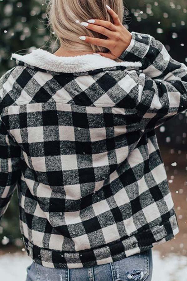Plaid Fleece Button Jacket