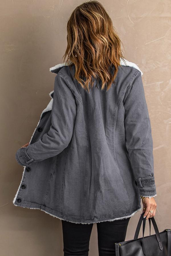 Lapel Collar Button Fleece Jacket