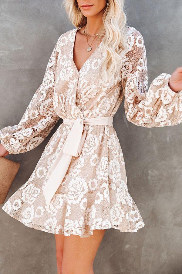 Lace Puff Sleeve Mini Dress