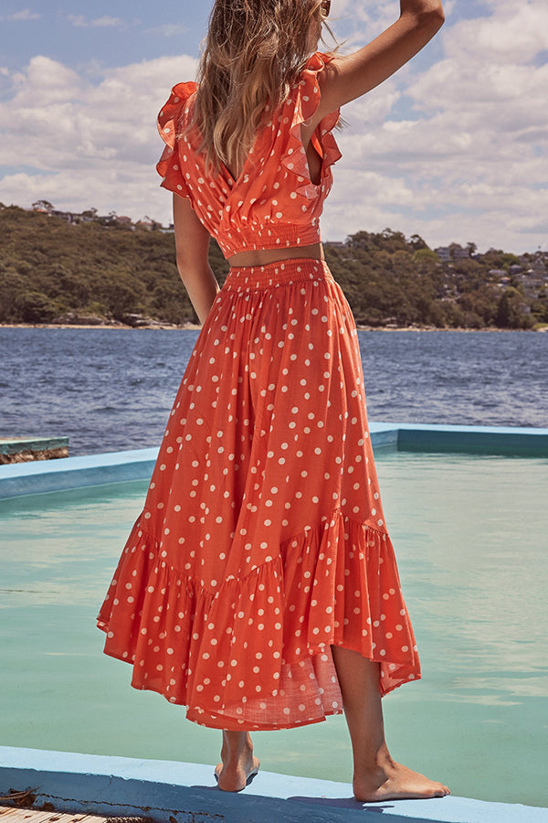 Day On The Beach Poka Dot Print Dress Suit