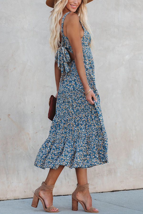 Spell On You Floral Tie Back Midi Dress