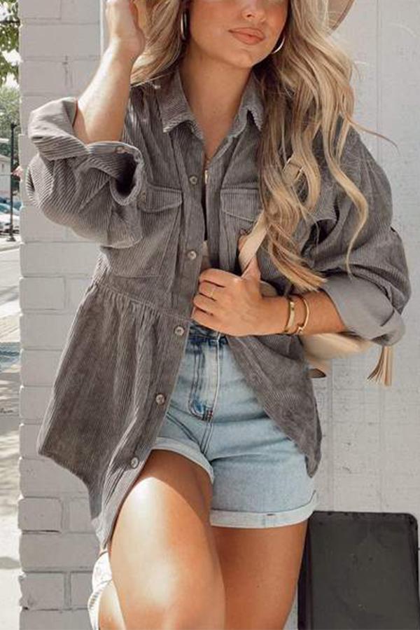 Solid Color Corduroy Jacket
