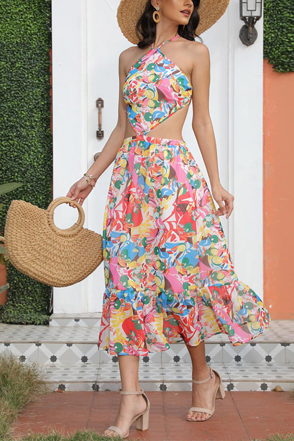 New Print Sexy Sleeveless Halter Dress