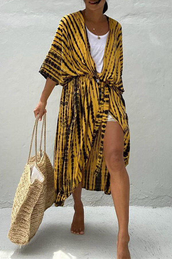 Long Tie-dye Beach Holiday Blouse