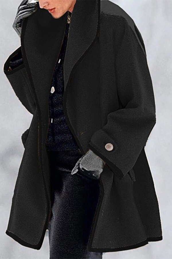 Loose Collar Solid Color Coat