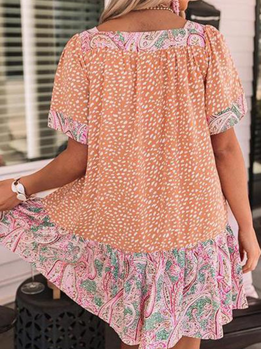 Twirl Power Print Pockets Shift Dress