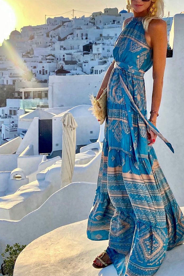 Fabulous Floral Halter Neck Boho Maxi Dress