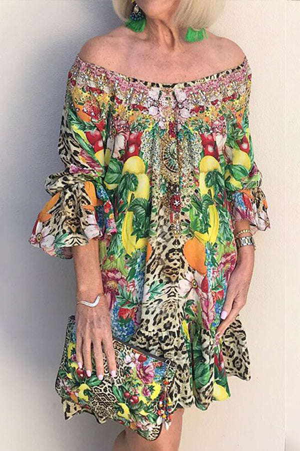 Casual Flower Leopard Print Stitching Dress