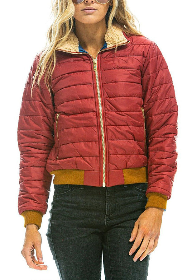 Rainbow Stripes Hit Color Fashionable Cotton Jacket