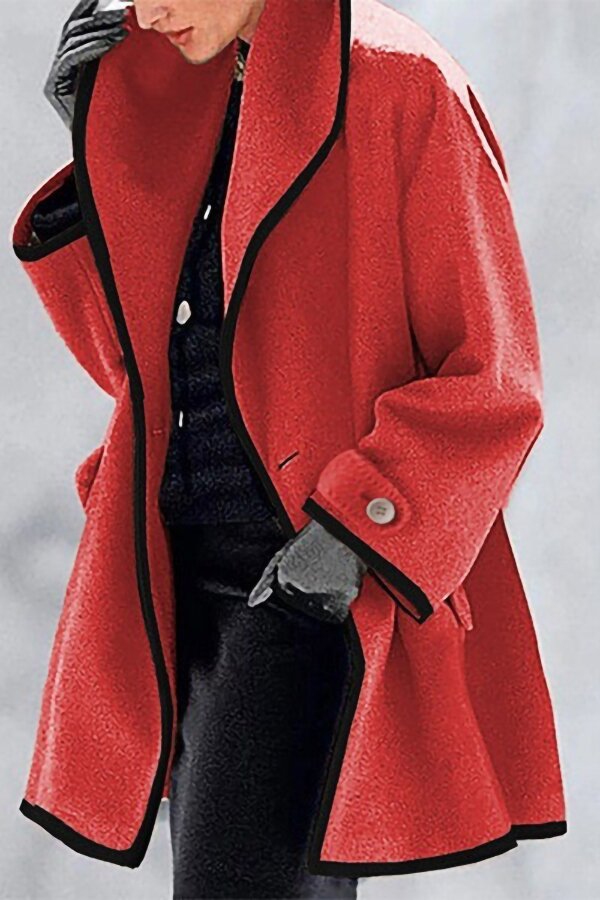 Loose Collar Solid Color Coat