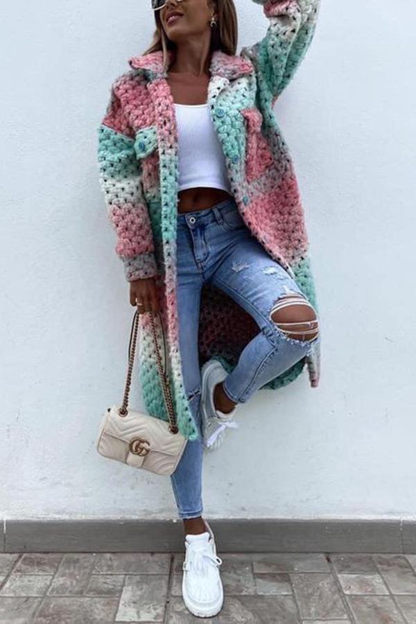 Rainbow Colors Shag Long Coat