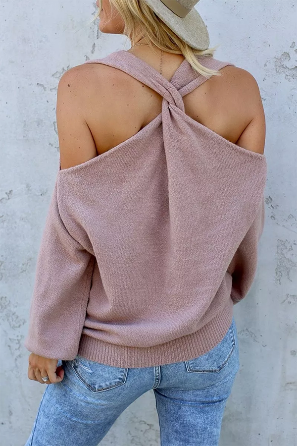 Off-the-shoulder Knitted Sweater