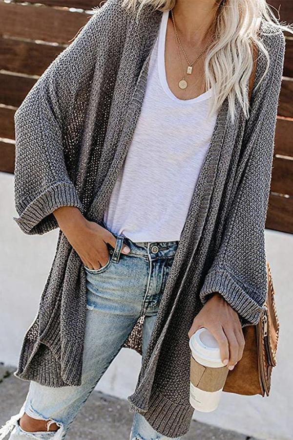 Casual Long Sleeve Knit Cardigan