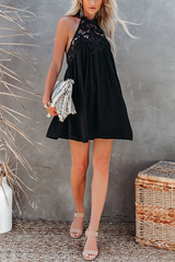 Everyday Beautiful Crochet Halter Mini Dress