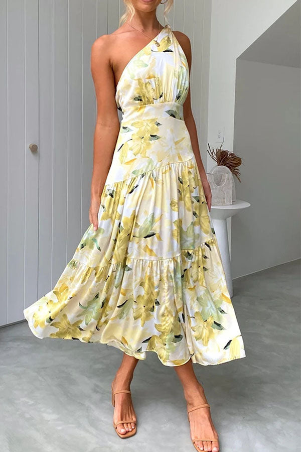 Sweet Sundae Floral One Shoulder Maxi Dress