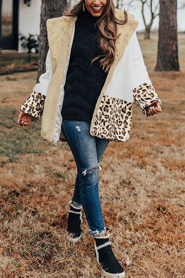 Long Sleeves Color Block Leopard Cardigans