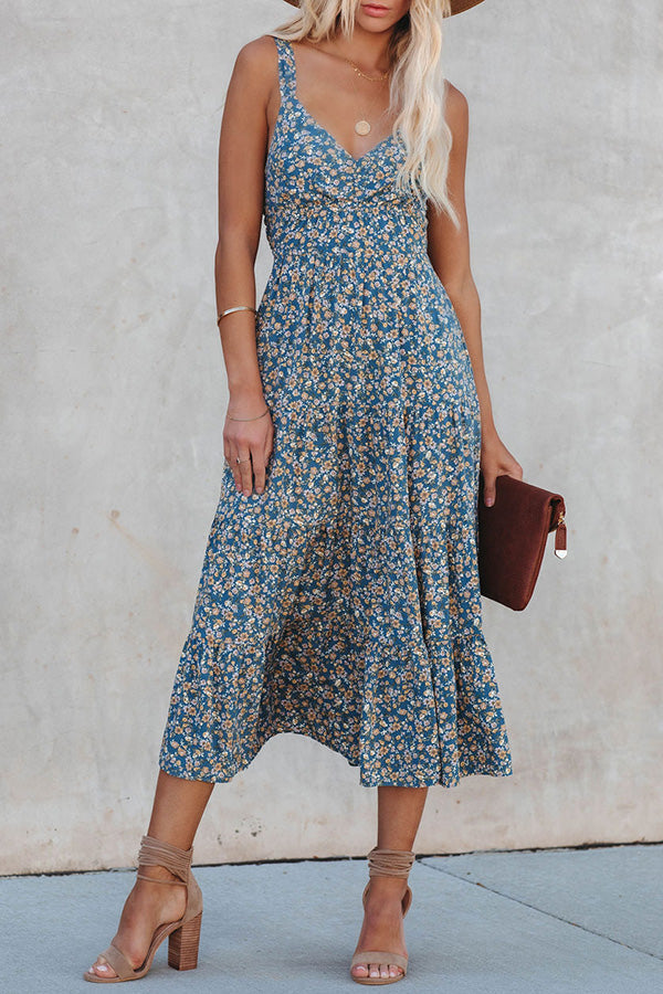 Spell On You Floral Tie Back Midi Dress