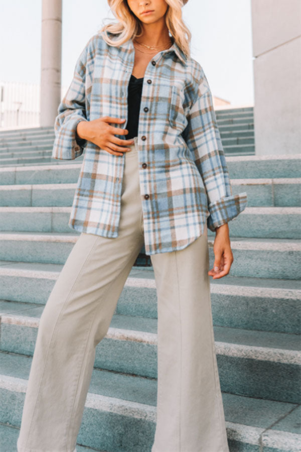New Women's Plaid Shirt Coat