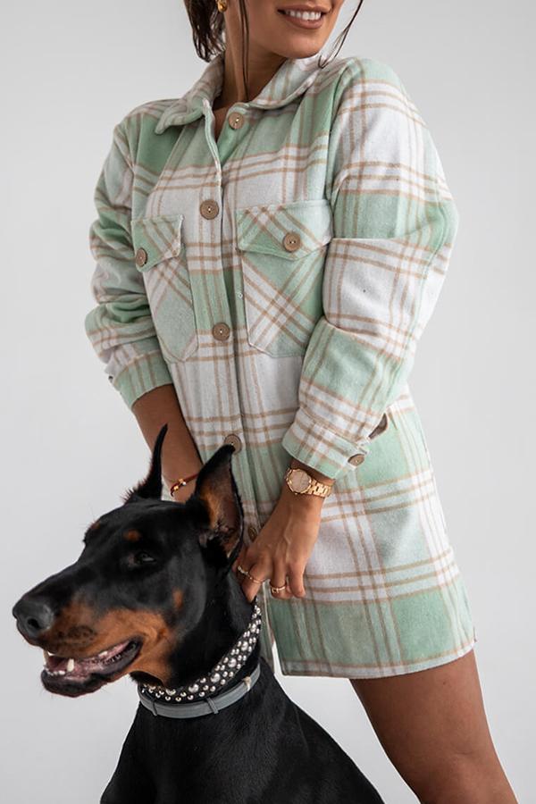 Classic Modern Check Color Stitching Shirt
