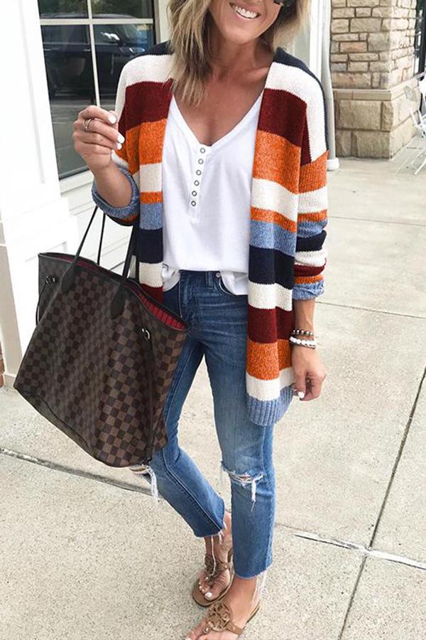 Christmas Dream Color Block Relaxed Cardigan