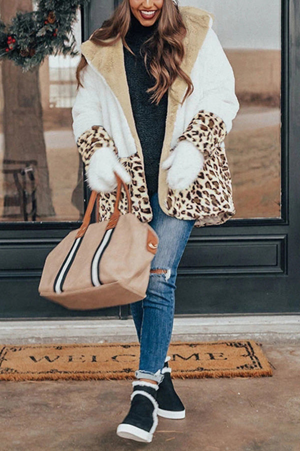 Long Sleeves Color Block Leopard Cardigans