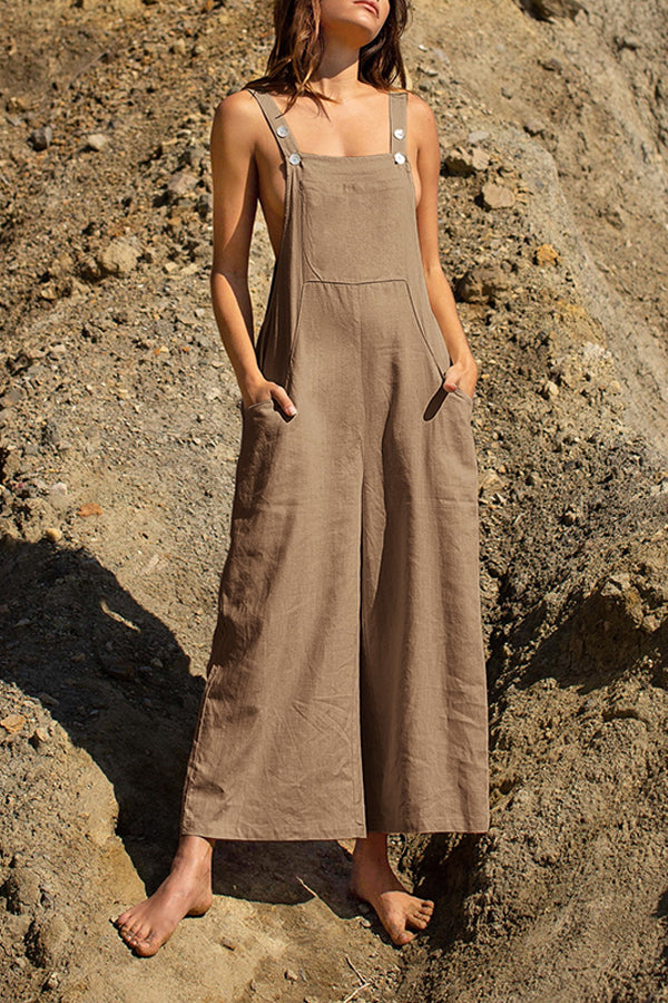 LINEN Pocket Front Overalls