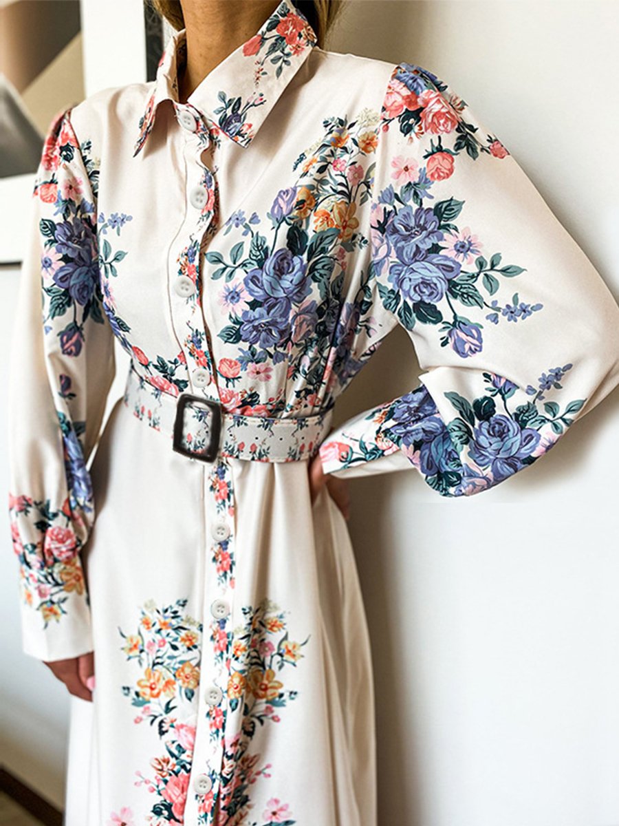 Printed Long Sleeve Dress