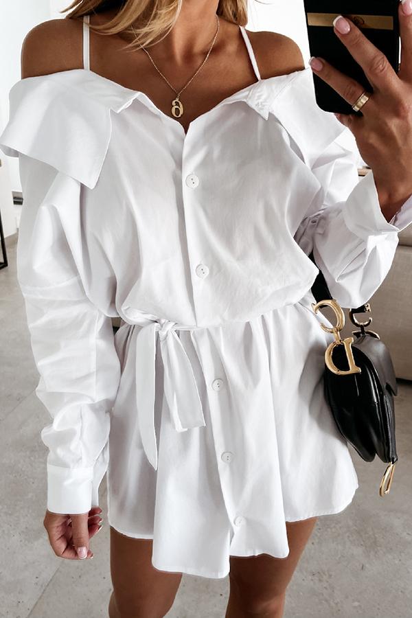 Perfect Together Cold Shoulder Shirt Dress