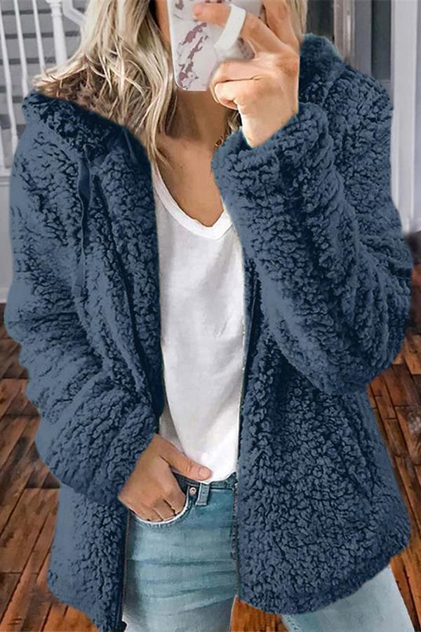 Fluffy Solid Color Baggy Coat