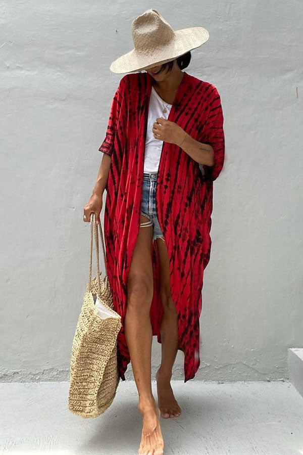 Long Tie-dye Beach Holiday Blouse